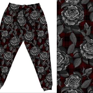 Women's Plaid and Roses Jogger Pants